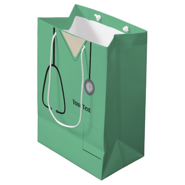 Medical Scrubs Doctor Nurse Lt Green Med Gift Bag (Front Angled)
