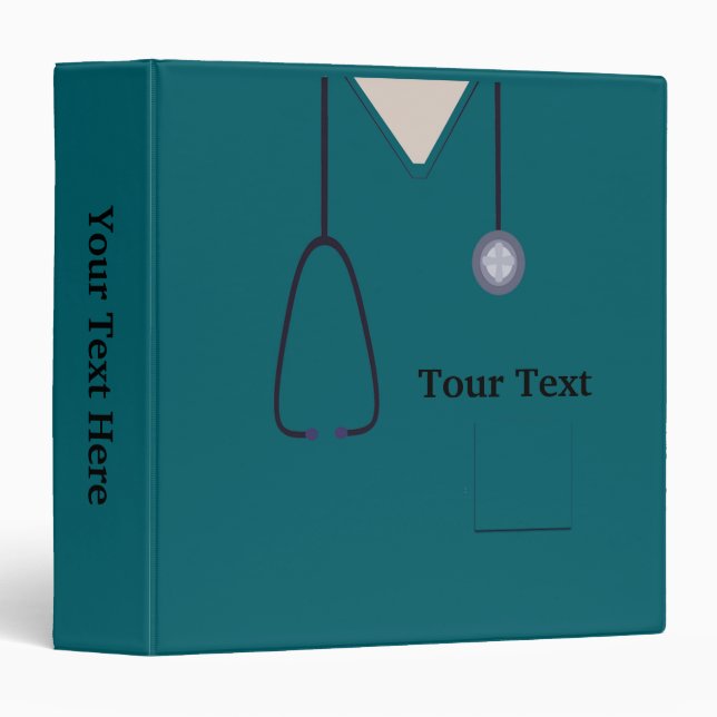 Medical Scrubs Doctor Nurse Teal Custom B Binder (Front/Spine)