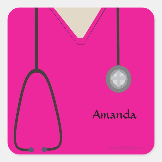 Medical Scrubs Hot Pink Sticker (Front)