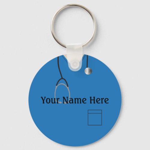 Medical Scrubs Nurse Doctor Blue Button Keychain