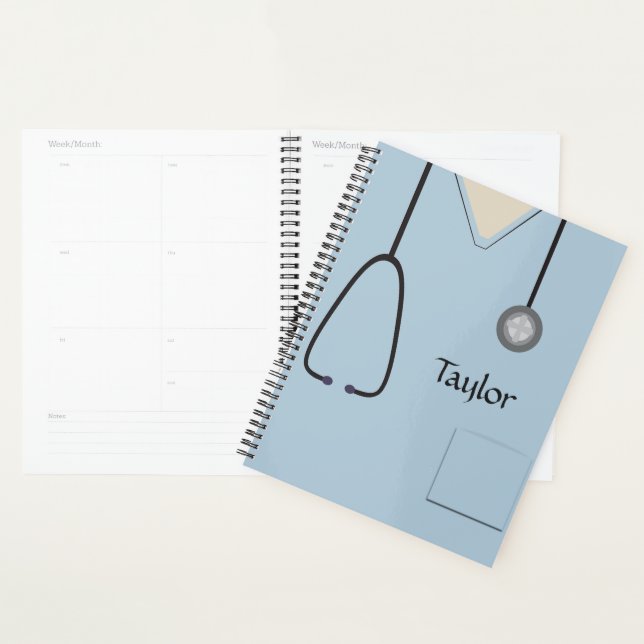 Medical Scrubs Nurse Doctor Light Blue Planner (Display)