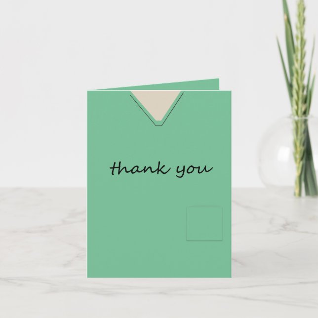 Medical Scrubs Nurse Doctor Light Green Thank You Card (Front)
