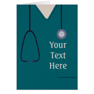 Medical Scrubs Nurse Doctor Teal Custom Cards
