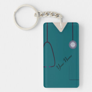 Medical Scrubs Nurse Teal Custom Acrylic Keychain