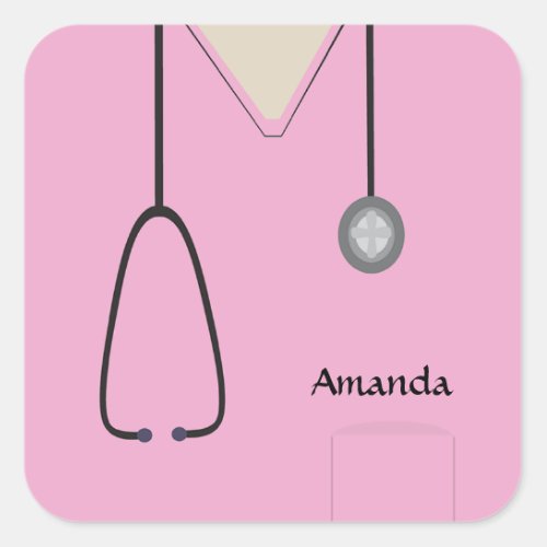 Medical Scrubs Pink Sticker