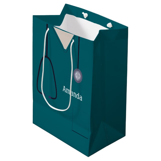 Medical Scrubs Teal MGB Medium Gift Bag (Front Angled)