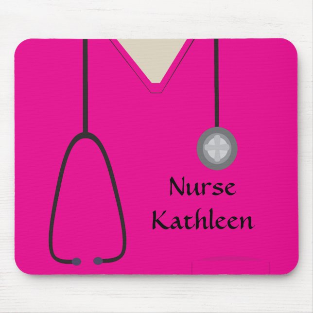 Medical Scrubs Uniform Hot Pink Mouse Pad (Front)