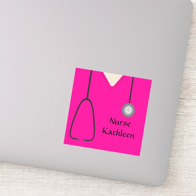 Medical Scrubs Uniform Hot Pink Sticker (Detail)