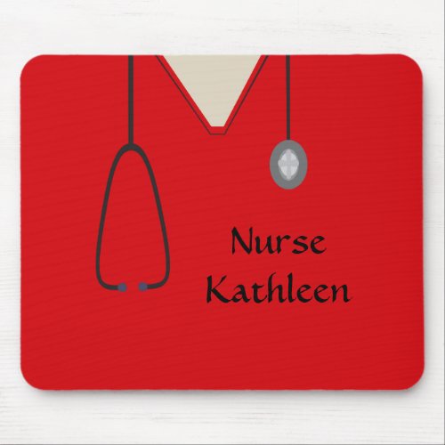 Medical Scrubs Uniform Red Mouse Pad