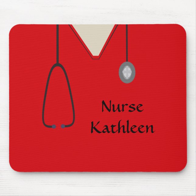 Medical Scrubs Uniform Red Mouse Pad (Front)