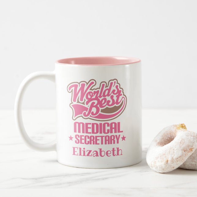 Medical Secretary Gift Personalized Two-Tone Coffee Mug (With Donut)
