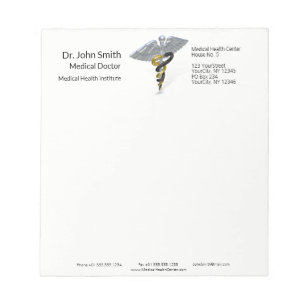 Medical Silver Caduceus Black Gold - Notepad