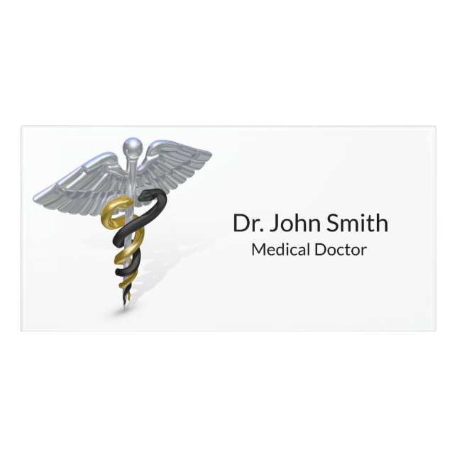 Medical Silver Caduceus Black Gold - Room Sign (Classic Front)