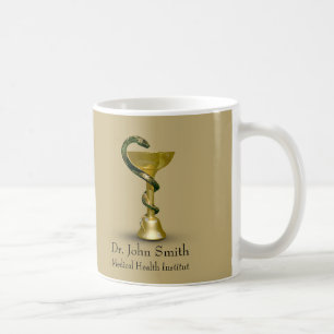Medical Snake Beige Bowl Hygieia Gold Caduceus Coffee Mug