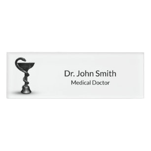 Medical Snake Bowl Black Hygieia White Caduceus Name Tag