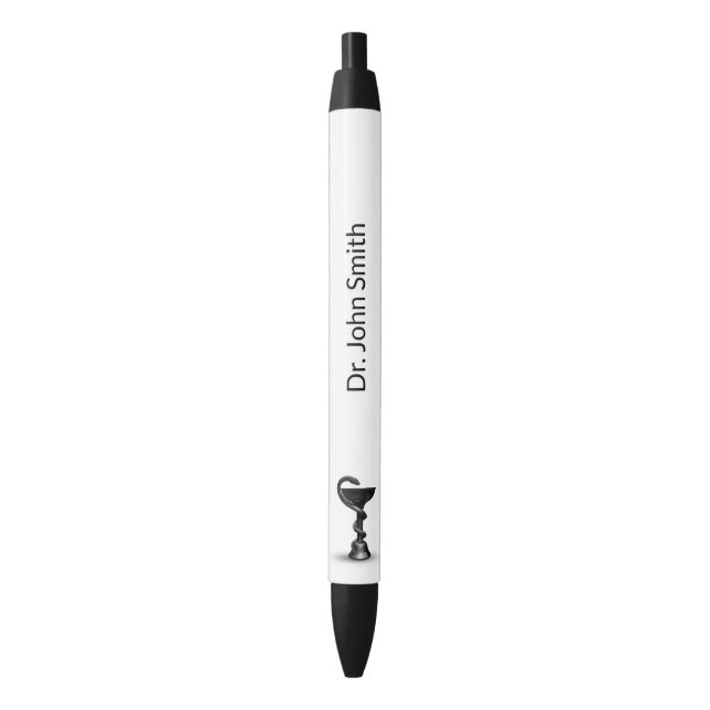 Medical Snake Bowl Black Hygieia White Caduceus Pen (Front Vertical)