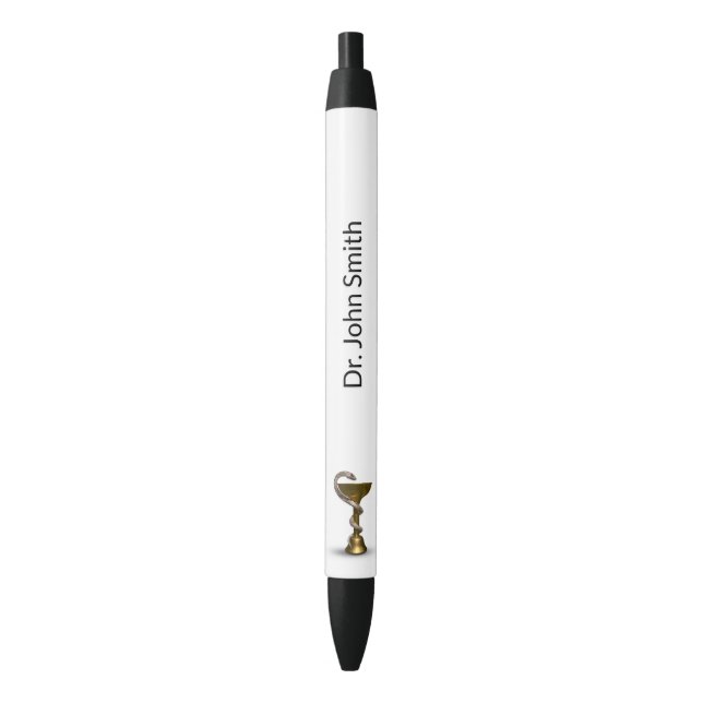 Medical Snake Bowl Bronze Hygieia White Caduceus Pen (Front Vertical)