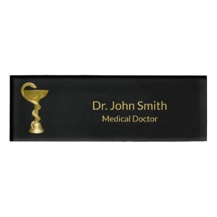 Medical Snake Bowl Classy Hygieia Gold Caduceus Name Tag