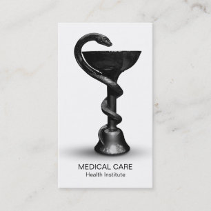 Medical Snake Bowl Hygieia Black White Caduceus Business Card