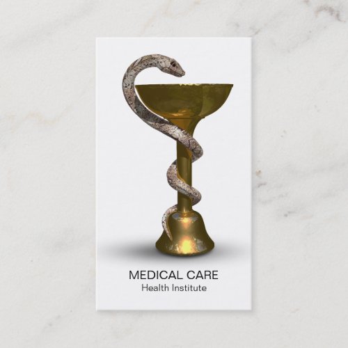 Medical Snake Bowl Hygieia Bronze White Caduceus Business Card