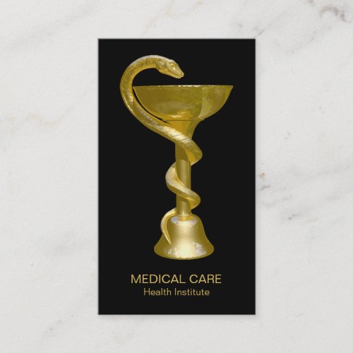 Medical Snake Bowl Hygieia Classy Gold Caduceus Business Card