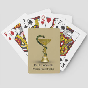 Medical Snake Bowl Hygieia Gold Beige Caduceus Poker Cards
