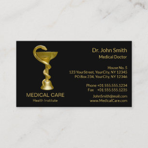 Medical Snake Bowl Hygieia Gold Classy Caduceus Business Card