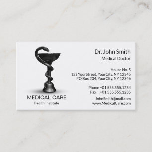 Medical Snake Bowl Hygieia White Black Caduceus Business Card