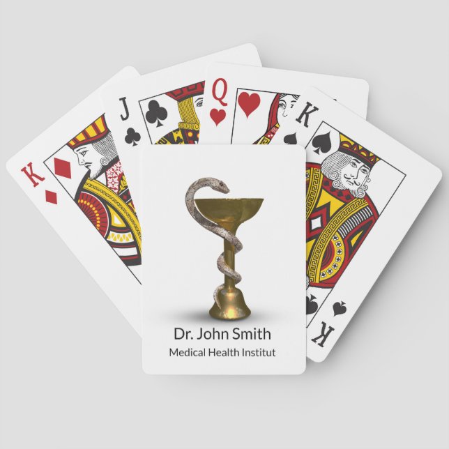 Medical Snake Bowl Hygieia White Bronze Caduceus Poker Cards (Back)