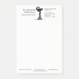 Medical Snake Bowl Hygieia White Caduceus Black Post-it Notes