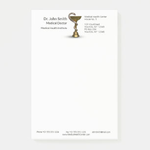 Medical Snake Bowl Hygieia White Caduceus Bronze Post-it Notes