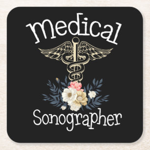 Medical Sonographer Cute Sonography Gift Square Paper Coaster