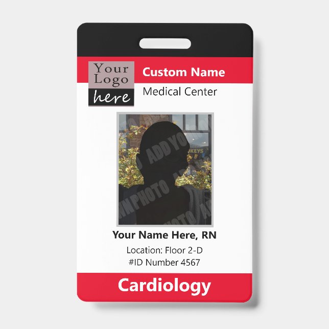 Medical Staff Custom Logo Employee Red Badge (Front)