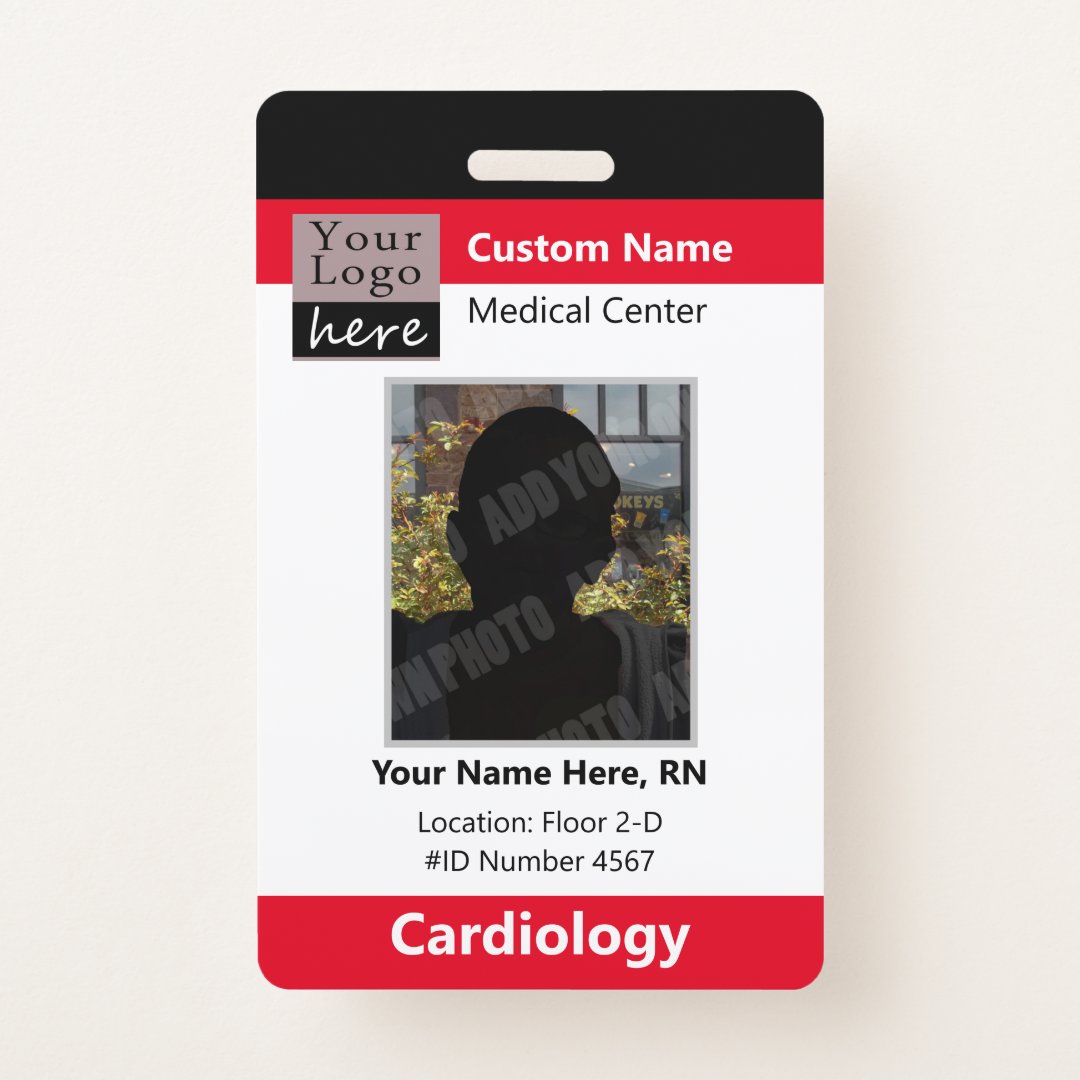 Medical Staff Custom Logo Employee Red Badge | Zazzle