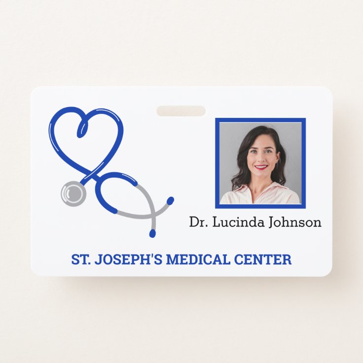 Medical Staff Doctor Nurse Employee ID Photo Badge | Zazzle