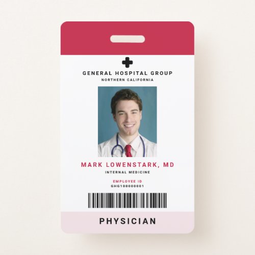 Medical Staff ID  Barcode Vertical Badge