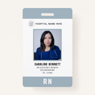 Medical Staff Nurse Photo ID   Hospital Logo Gray Badge