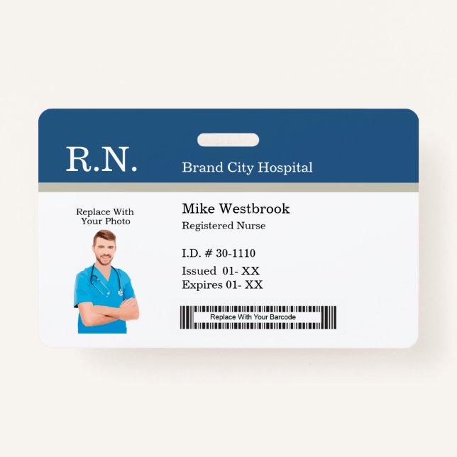 Medical Staff Photo ID Budget Badges (Front)