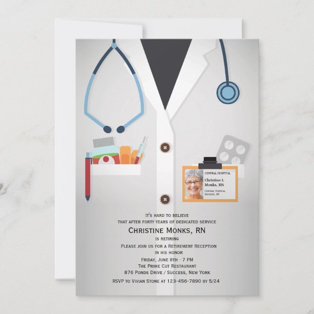 Medical Staff Photo Retirement Invitation (Front)