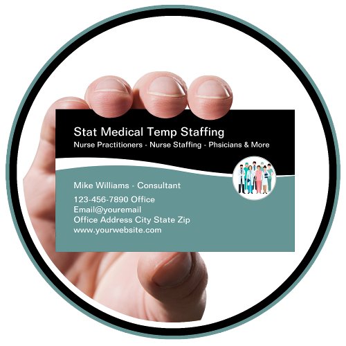 Medical Staffing Agency Classy Business Cards