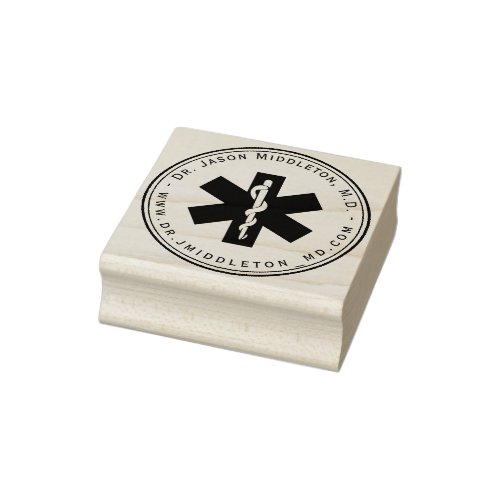 Medical _ Star of Life Symbol with Text Rubber Stamp