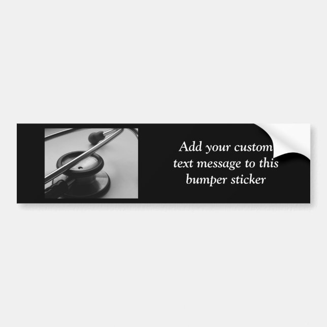 Medical Stethoscope, Black and White Bumper Sticker (Front)