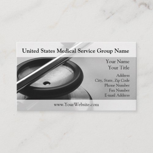 Medical Stethoscope, Black and White Business Card Templates