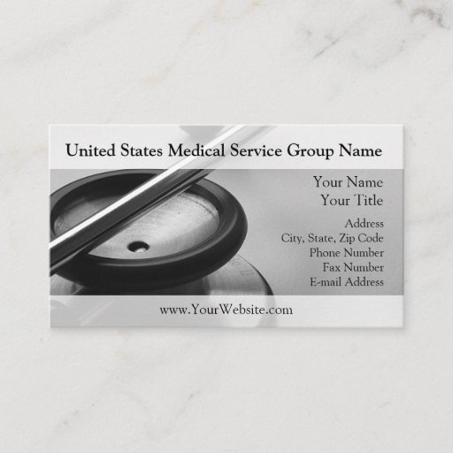 Customizable Medical Stethoscope, Black and White Business Card Templates