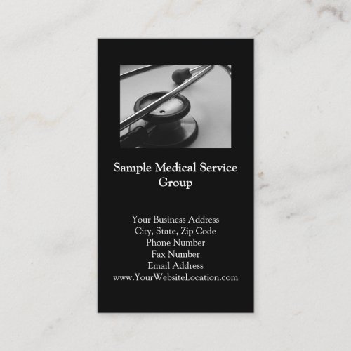 Medical Stethoscope, Black and White Business Card Templates