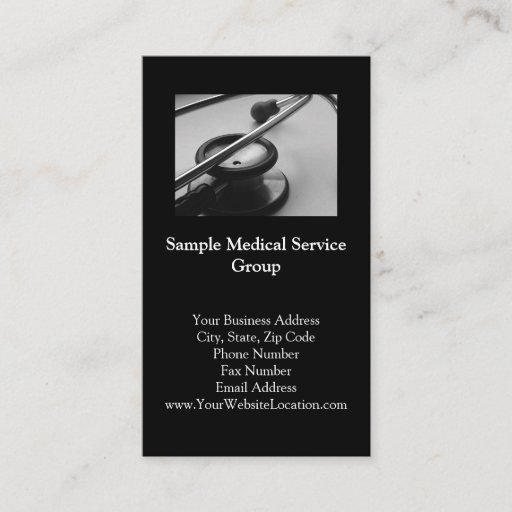 Customizable Medical Stethoscope, Black and White Business Card Templates