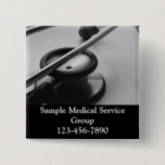 Medical Stethoscope, Black and White Button