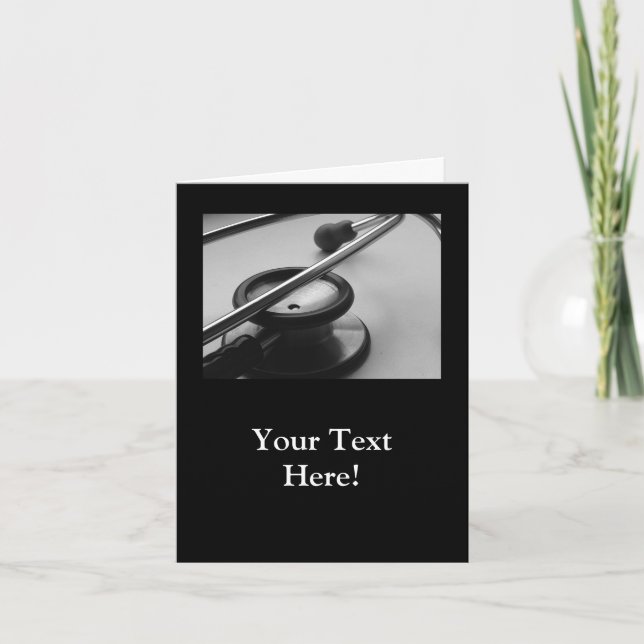 Medical Stethoscope, Black and White Card (Front)
