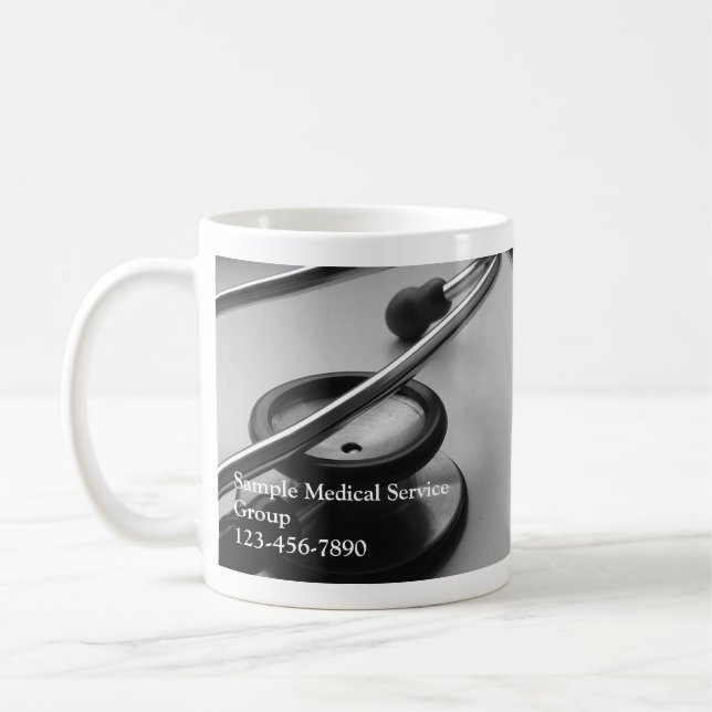 Medical Stethoscope, Black and White Coffee Mug (Left)