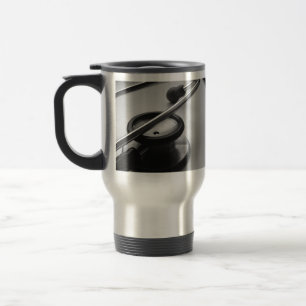 Medical Stethoscope, Black and White Travel Mug